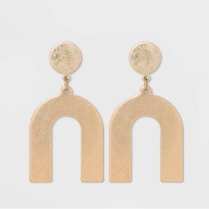 Flat Geometric Brass and in Worn Gold Post Top Stud Earrings - Universal Thread